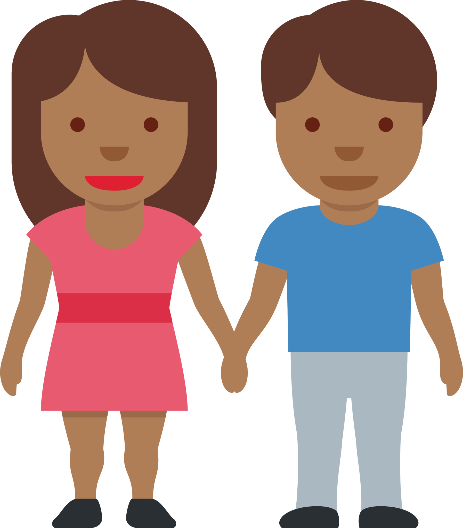 woman and man holding hands: medium-dark skin tone emoji