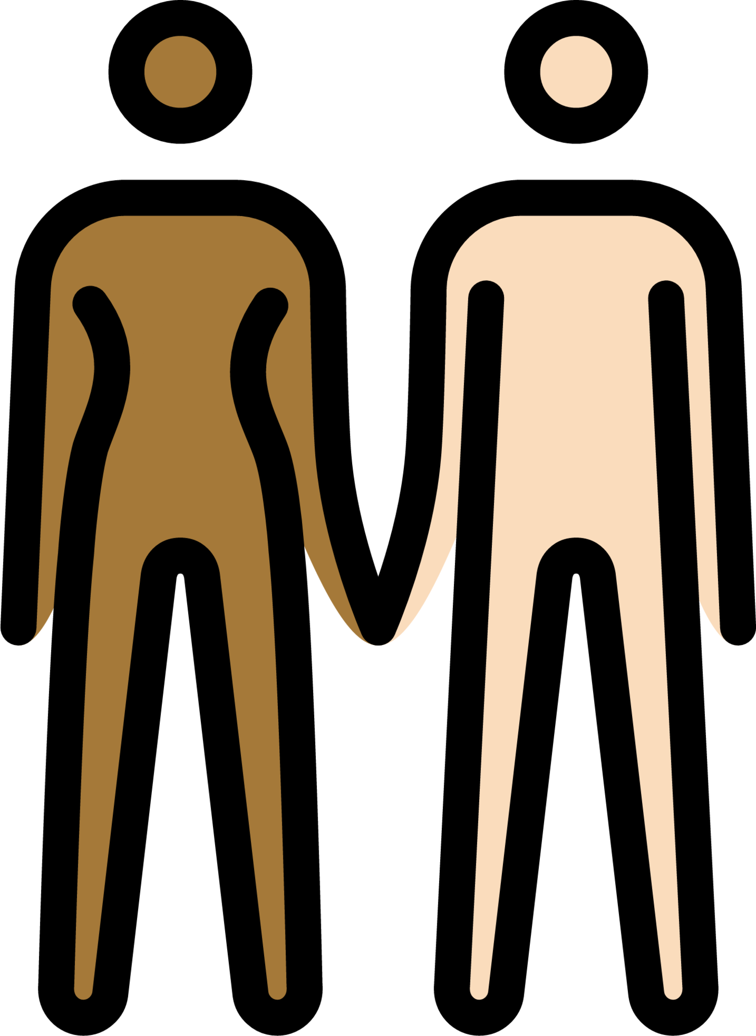 woman and man holding hands: medium-dark skin tone, light skin tone emoji