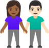 woman and man holding hands: medium-dark skin tone, light skin tone emoji