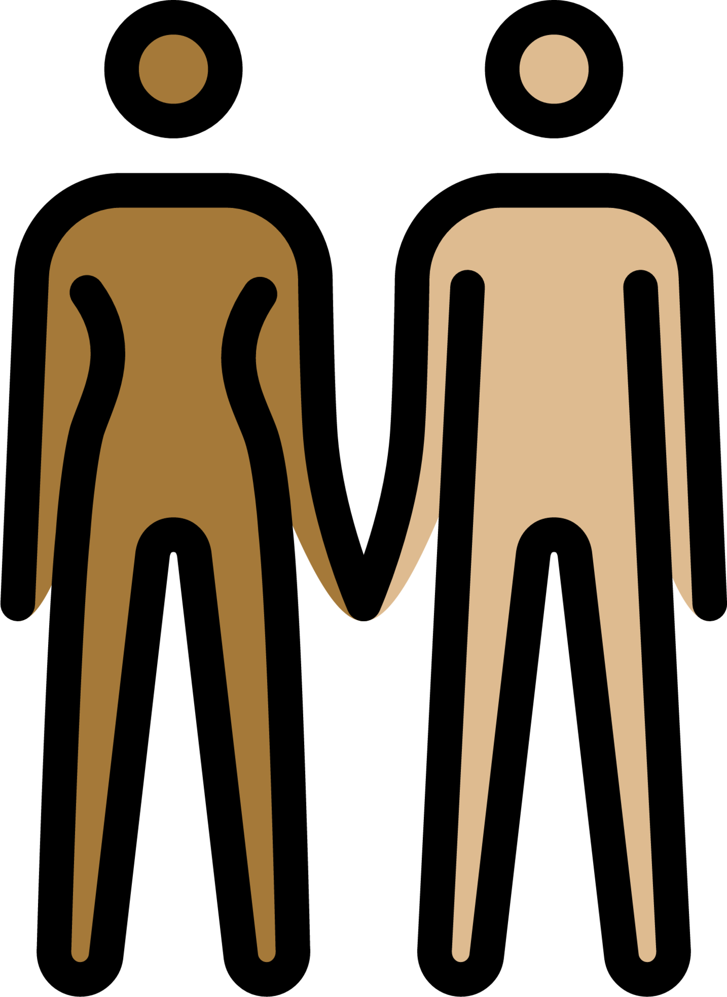 woman and man holding hands: medium-dark skin tone, medium-light skin tone emoji