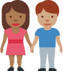 woman and man holding hands: medium-dark skin tone, medium skin tone emoji