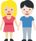 woman and man holding hands: medium-light skin tone, light skin tone emoji