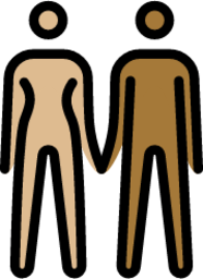 woman and man holding hands: medium-light skin tone, medium-dark skin tone emoji