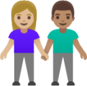 woman and man holding hands: medium-light skin tone, medium skin tone emoji