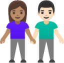 woman and man holding hands: medium skin tone, light skin tone emoji