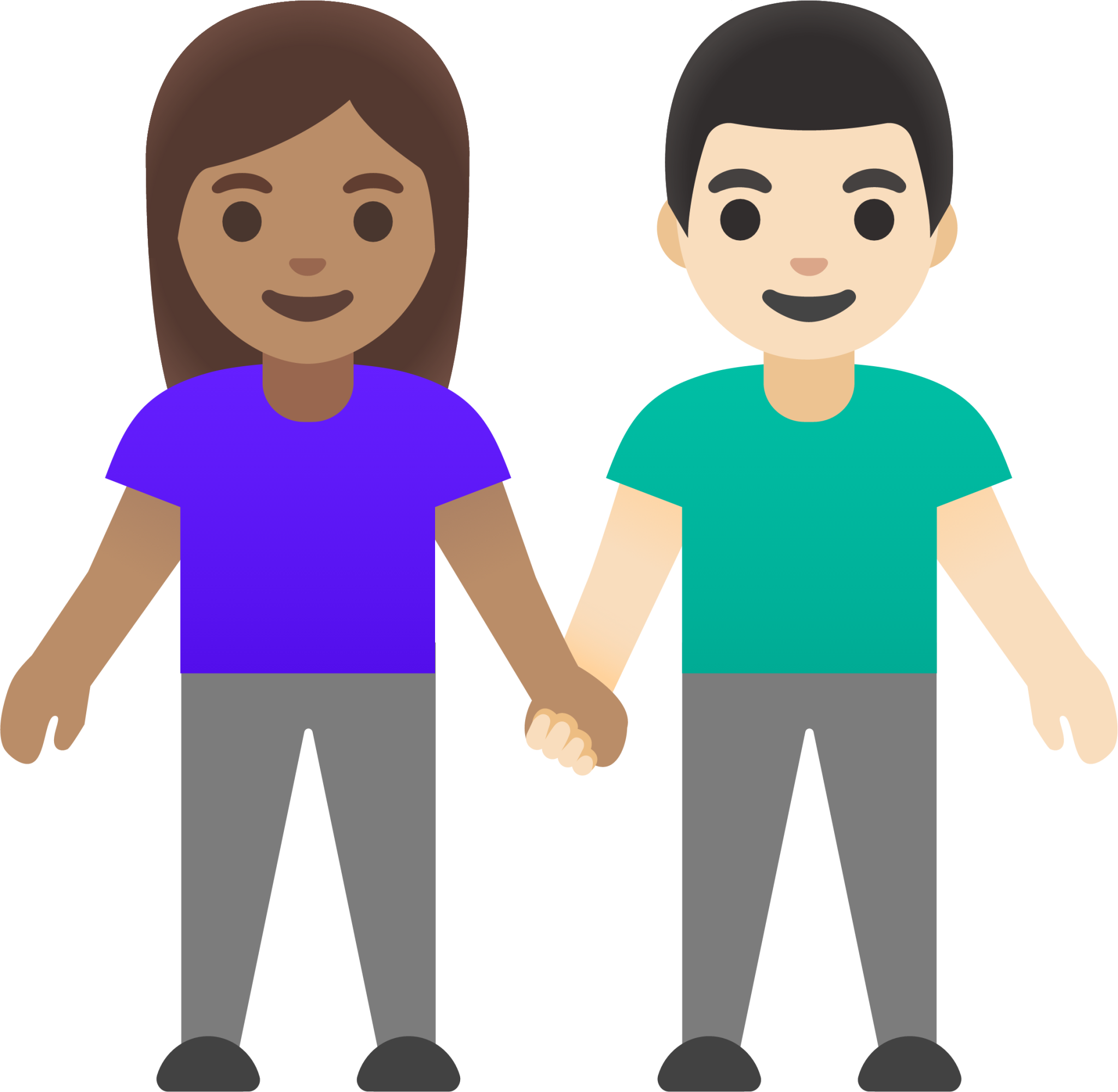 woman and man holding hands: medium skin tone, light skin tone emoji