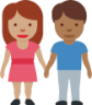 woman and man holding hands: medium skin tone, medium-dark skin tone emoji