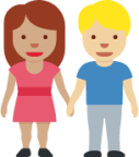 woman and man holding hands: medium skin tone, medium-light skin tone emoji