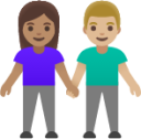 woman and man holding hands: medium skin tone, medium-light skin tone emoji