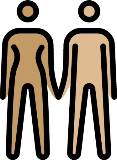 woman and man holding hands: medium skin tone, medium-light skin tone emoji