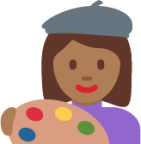 woman artist: medium-dark skin tone emoji