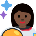 woman astronaut: dark skin tone emoji