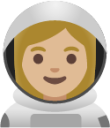 woman astronaut: medium-light skin tone emoji