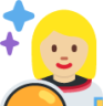woman astronaut: medium-light skin tone emoji