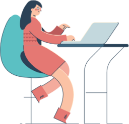 woman at desk laptop illustration