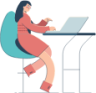 woman at desk laptop illustration