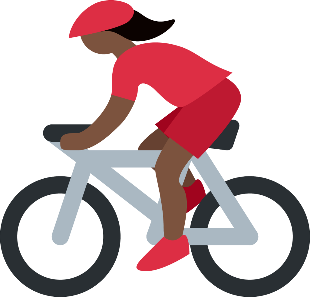 woman biking: dark skin tone emoji