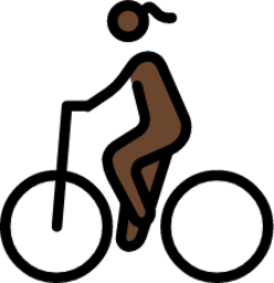 woman biking: dark skin tone emoji
