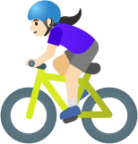 woman biking: light skin tone emoji
