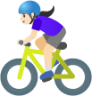 woman biking: light skin tone emoji
