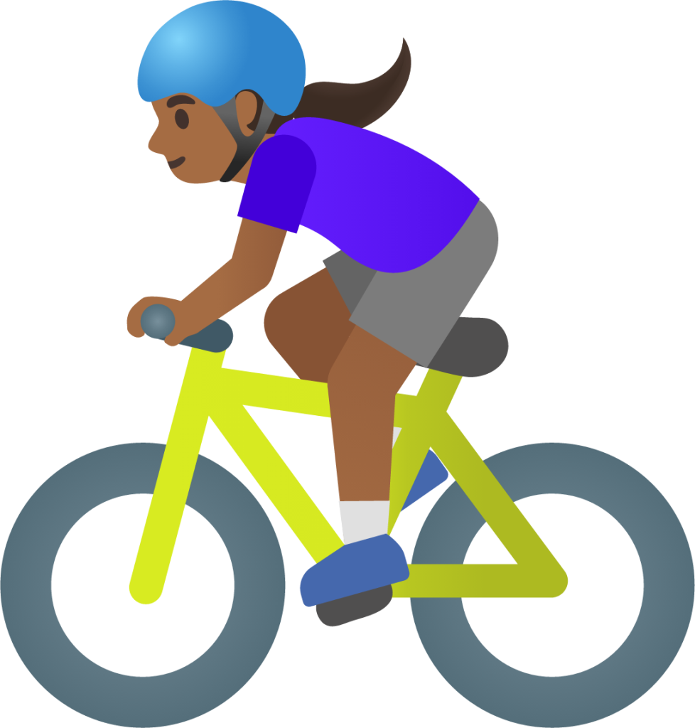 woman biking: medium-dark skin tone emoji
