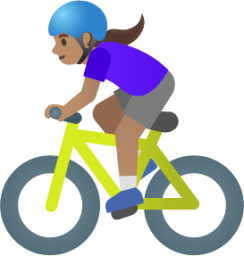 woman biking: medium skin tone emoji