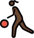 woman bouncing ball: dark skin tone emoji