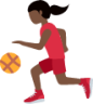 woman bouncing ball: dark skin tone emoji