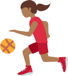 woman bouncing ball: medium-dark skin tone emoji