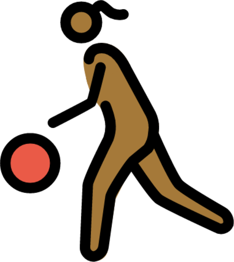 woman bouncing ball: medium-dark skin tone emoji