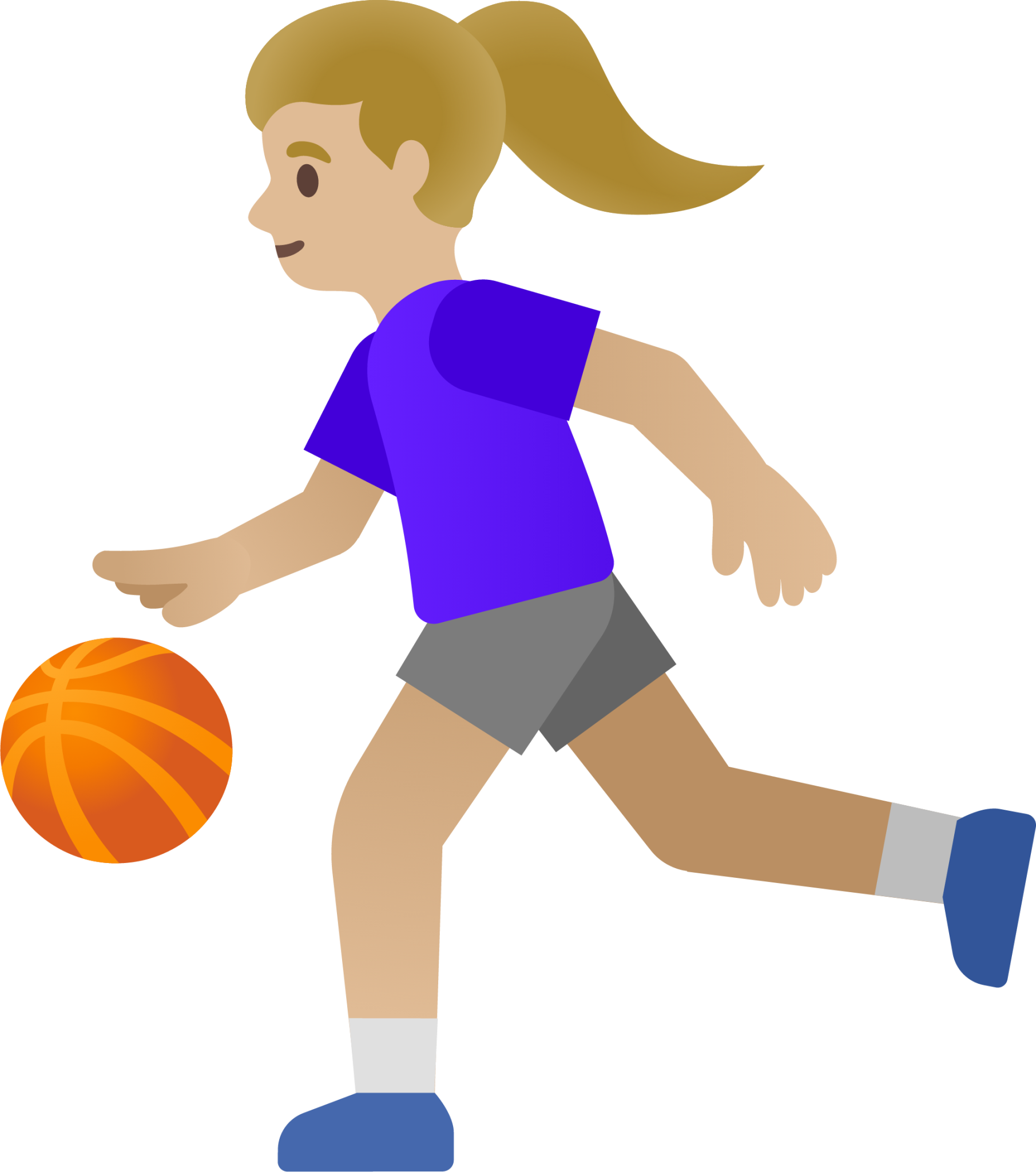 woman bouncing ball: medium-light skin tone emoji