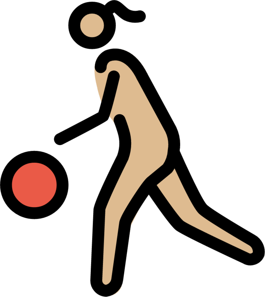 woman bouncing ball: medium-light skin tone emoji