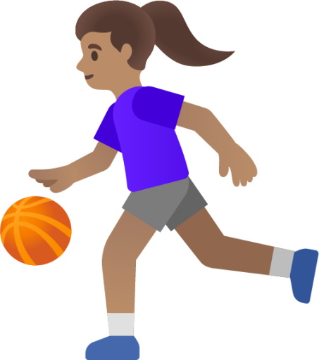 woman bouncing ball: medium skin tone emoji