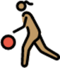 woman bouncing ball: medium skin tone emoji