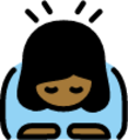 woman bowing: medium-dark skin tone emoji