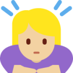 woman bowing: medium-light skin tone emoji
