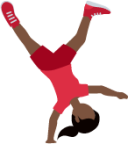 woman cartwheeling: dark skin tone emoji
