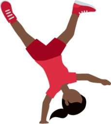 woman cartwheeling: dark skin tone emoji
