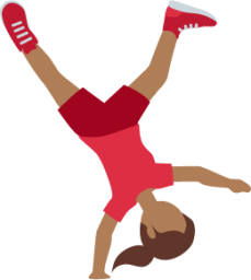 woman cartwheeling: medium-dark skin tone emoji