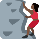 woman climbing: dark skin tone emoji