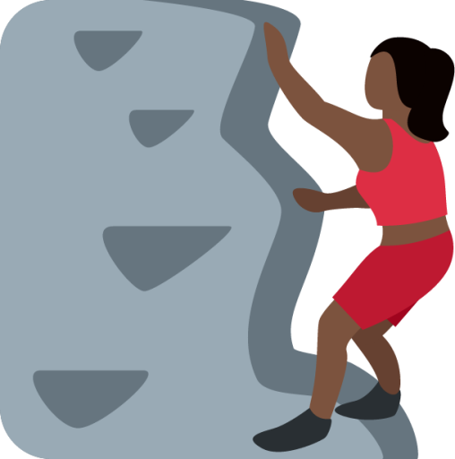 woman climbing: dark skin tone emoji