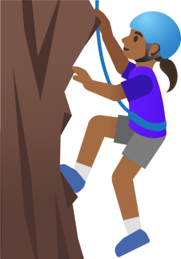 woman climbing: medium-dark skin tone emoji