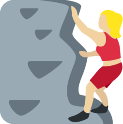 woman climbing: medium-light skin tone emoji