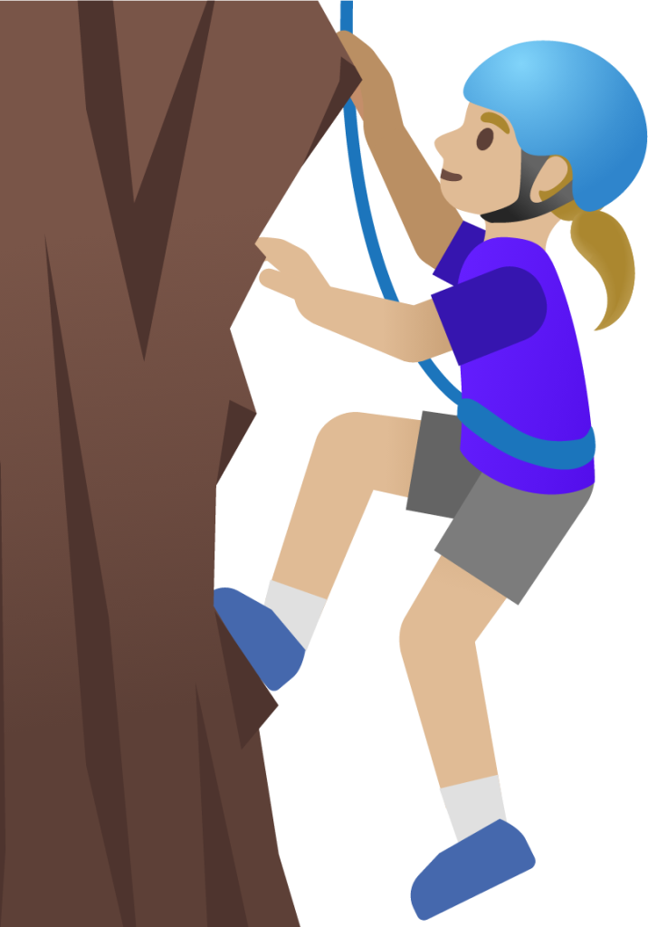 woman climbing: medium-light skin tone emoji