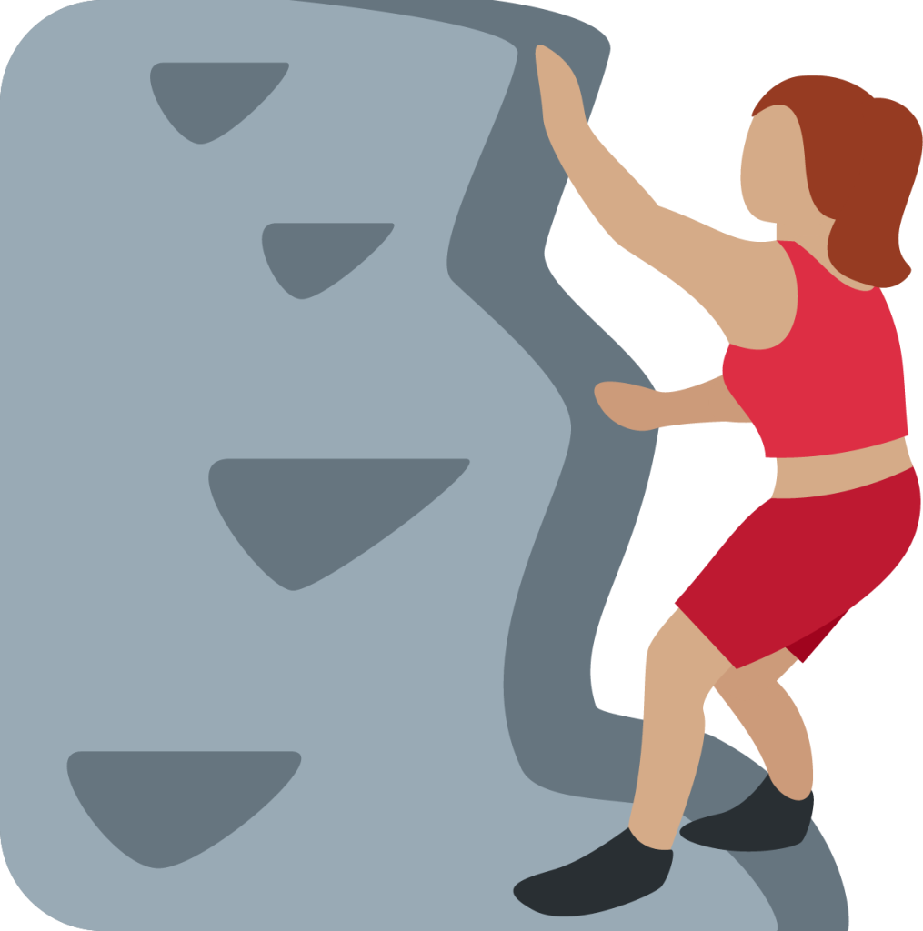 woman climbing: medium skin tone emoji