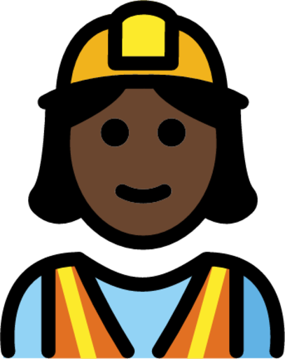 woman construction worker: dark skin tone emoji