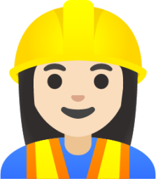 woman construction worker: light skin tone emoji