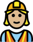 woman construction worker: medium-light skin tone emoji