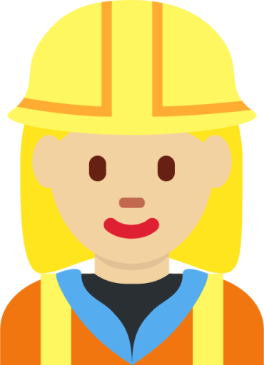 woman construction worker: medium-light skin tone emoji