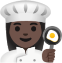 woman cook: dark skin tone emoji